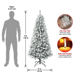 5Ft - 6Ft-National Tree Company First Traditions Collection Artificial Christmas Tree, Acacia, Flocked, Includes Stand, 6 Feet