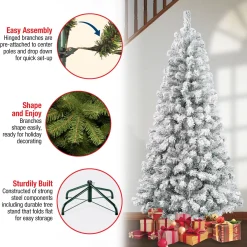 5Ft - 6Ft-National Tree Company First Traditions Collection Artificial Christmas Tree, Acacia, Flocked, Includes Stand, 6 Feet