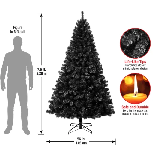 7Ft - 9Ft-National Tree Company First Traditions Color Pop Christmas Tree, Black 7.5 Ft