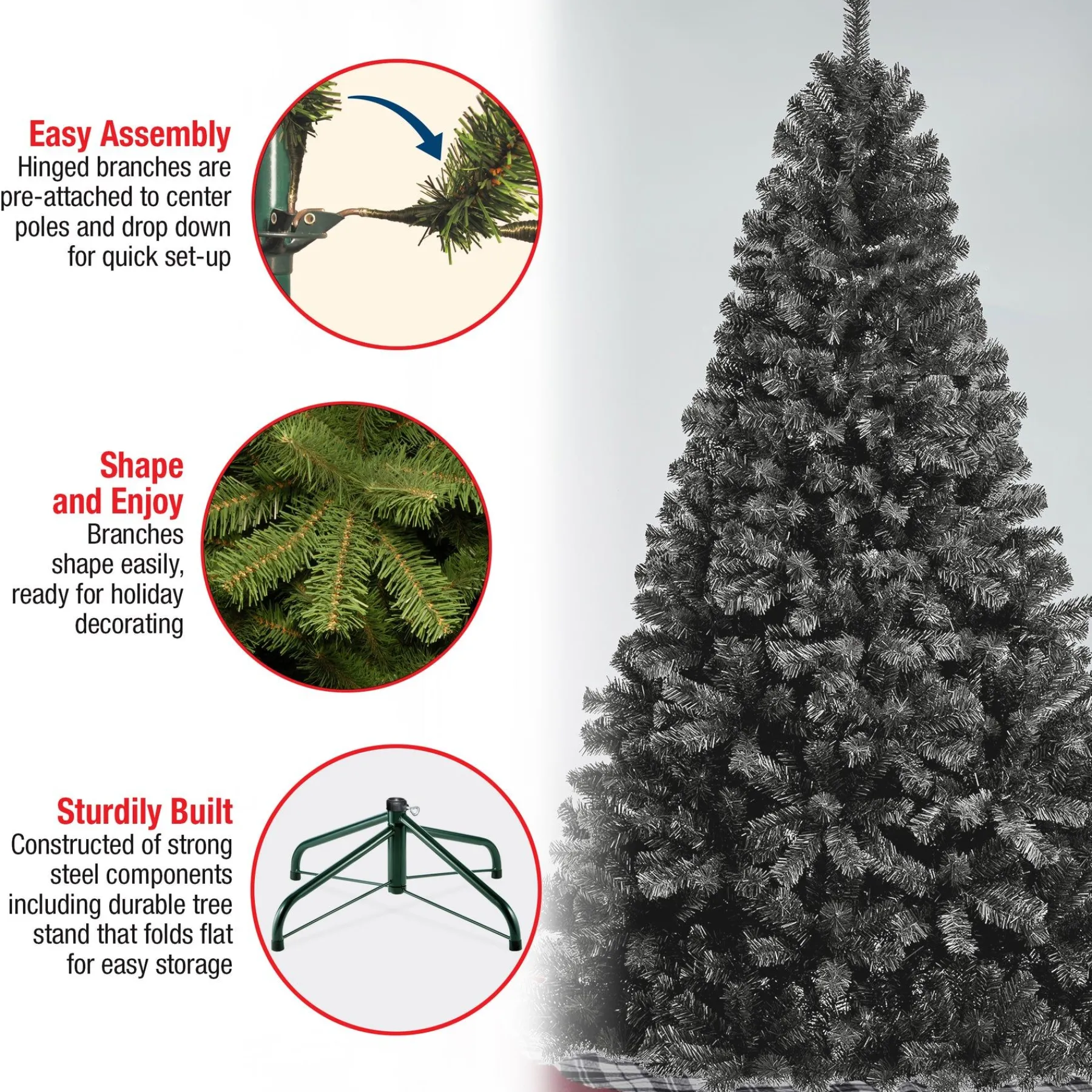 7Ft - 9Ft-National Tree Company First Traditions Color Pop Christmas Tree, Black 7.5 Ft