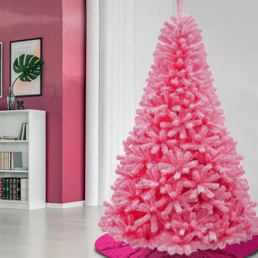 7Ft - 9Ft-National Tree Company First Traditions Color Pop Christmas Tree, Pink, 7.5 Ft
