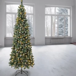 Warm White Led-National Tree Company First Traditions Oakley Hills Snowy Christmas Tree With Hinged Branches, 7.5 Ft