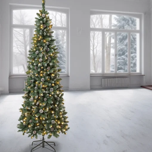 Warm White Led-National Tree Company First Traditions Oakley Hills Snowy Christmas Tree With Hinged Branches, 7.5 Ft