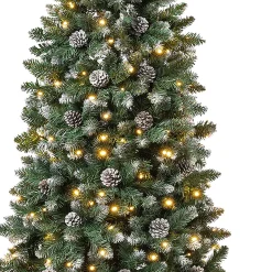 Warm White Led-National Tree Company First Traditions Oakley Hills Snowy Christmas Tree With Hinged Branches, 7.5 Ft