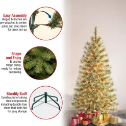 Clear-National Tree Company First Traditions Pre-Lit Arcadia Pine Cashmere Christmas Tree, Clear Incandescent Lights, Plug In, 4.5 Ft