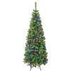 Slim-National Tree Company First Traditions Pre-Lit Artificial Linden Spruce Christmas Tree, Multicolor Led Lights, Plug In, 6 Ft
