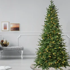 Full-National Tree Company First Traditions Pre-Lit Duxbury Christmas Tree With Hinged Branches, Warm White Led Lights, Plug In, 7.5 Ft