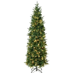 Slim-National Tree Company First Traditions Pre-Lit Duxbury Slim Christmas Tree With Hinged Branches, Warm White Led Lights, Plug In, 6 Ft