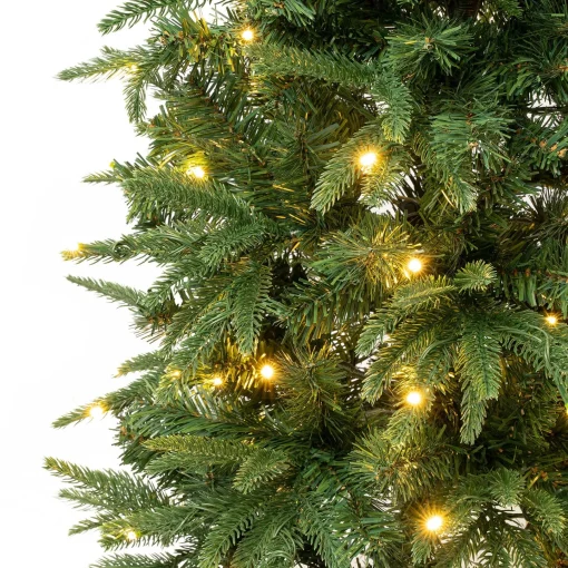Slim-National Tree Company First Traditions Pre-Lit Duxbury Slim Christmas Tree With Hinged Branches, Warm White Led Lights, Plug In, 6 Ft