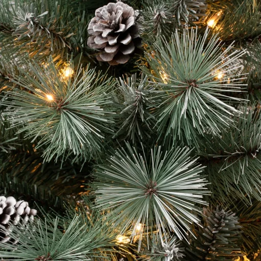 Clear-National Tree Company First Traditions Pre-Lit Perry Hard Needle Christmas Tree, Clear Incandescent Lights, Plug In, 6 Ft