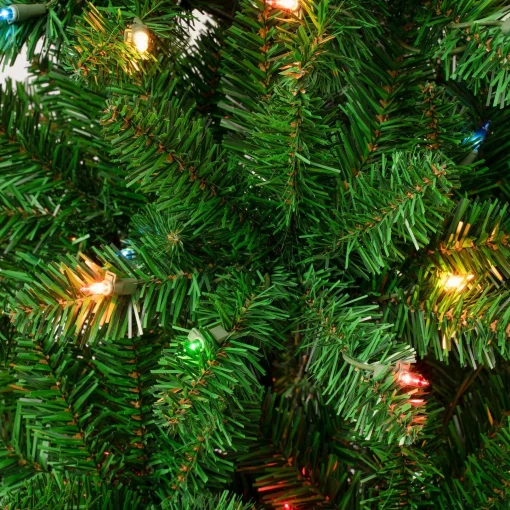 7Ft - 9Ft-National Tree Company First Traditions Pre-Lit Rowan Pencil Slim Christmas Tree, Multicolor Incandescent Lights, Plug In, 7.5 Ft