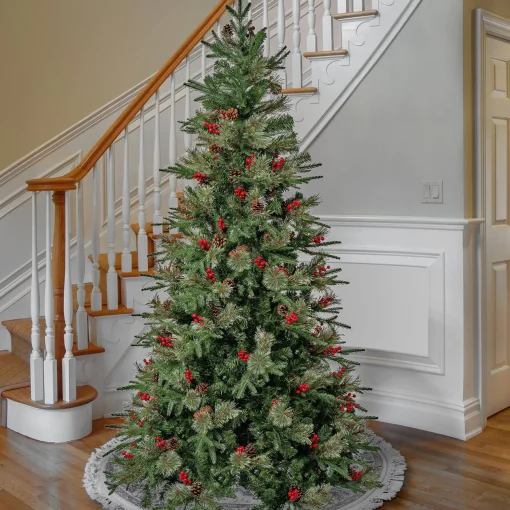 7Ft - 9Ft-National Tree Company First Traditions Virginia Blue Pine Christmas Tree With Hinged Branches, 7.5 Ft