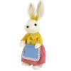 Easter Table Decor-National Tree Company Fluffy Female Bunny Table Decoration, Soft Straw Fibers With Foam Base, Dressed In Buttoned Shirt, Apron Skirt, Basket, Easter Collection, 14 Inches