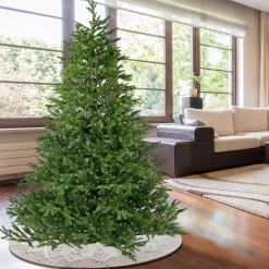 7Ft - 9Ft-National Tree Company 7.5Ft Pre-Lit Artificial Christmas Noble Fir Hinged Tree, 2740 Dual Color Changing Rice Lights- Ul