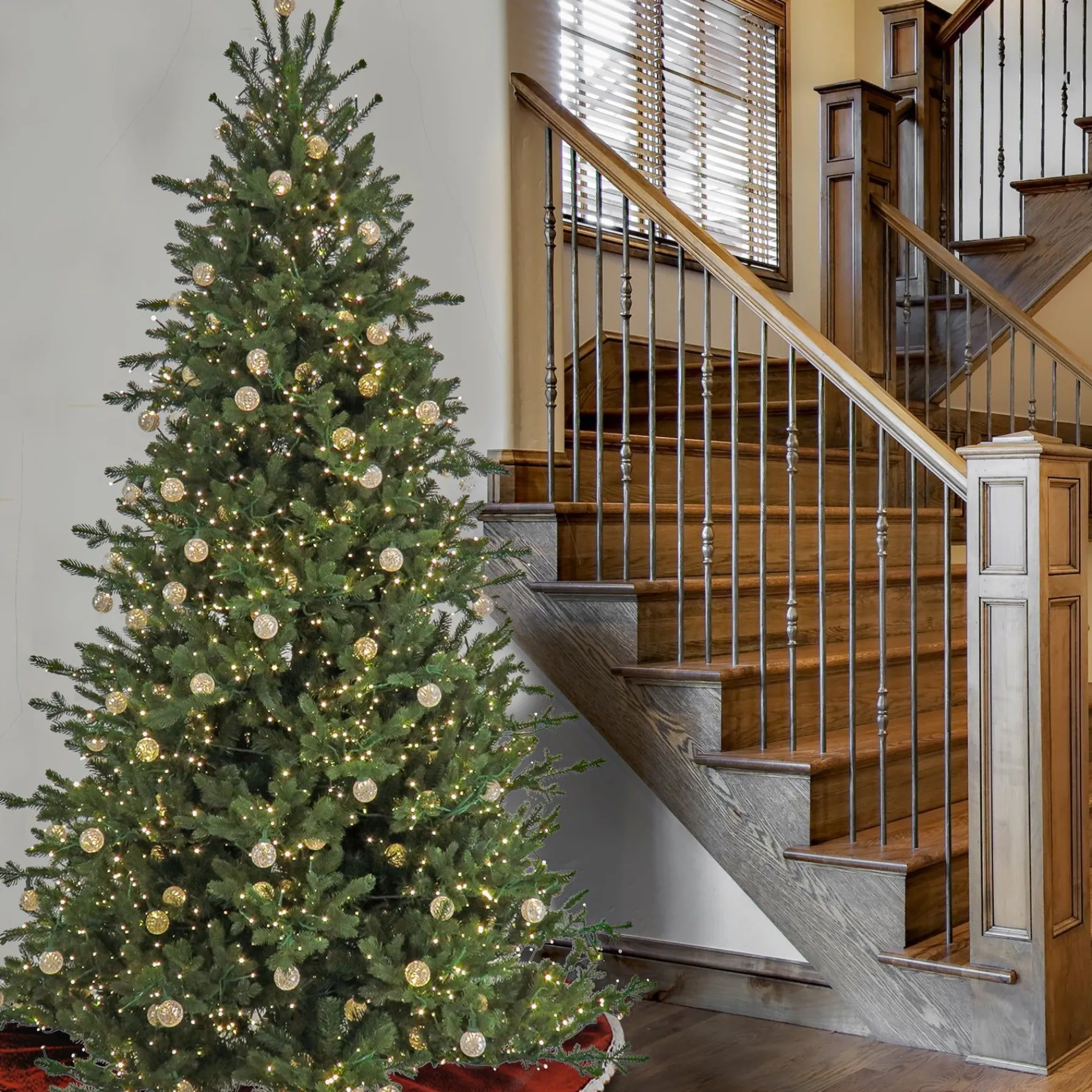 Warm White Led-National Tree Company 9Ft Pre-Lit Artificial Feel Real Christmas Aspen Pine Hinged Tree, 4660 Warm White Led Cosmic Lights -Ul