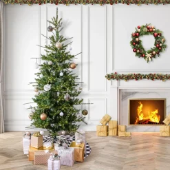 Warm White Led-National Tree Company 10Ft Pre-Lit Artificial Feel Real Lark Pine Medium Hinged Tree, 5320 Warm White Led Rice Lights- Ul