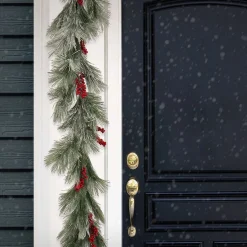 7' To 10' Garland-National Tree Company 8Ft Snowy Pine Berry Plastic Garland