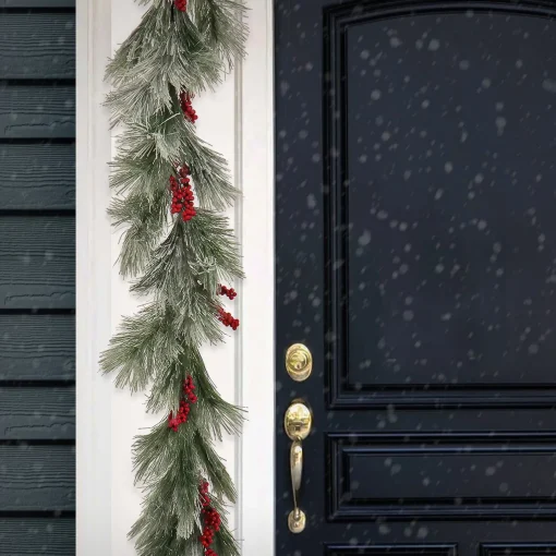 7' To 10' Garland-National Tree Company 8Ft Snowy Pine Berry Plastic Garland