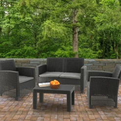 Patio Sets-National Tree Company Galloway Collection 4-Piece All-Weather Wicker Finish Conversation Set