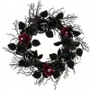 Halloween Wreath-National Tree Company Halloween Artificial Spooky Wreath, Black, Decorated With Roses, Leaves, Thorny Branch Base, 22 Inches