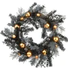 Halloween Wreath-National Tree Company Halloween Artificial Wreath, Black, Decorated With Black And Orange Ball Ornaments, Leaves, 24 In