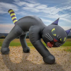 Halloween Inflatable Decoration-National Tree Company Halloween 20Ft Inflatable Black Cat, 4 Red Led Lights- Ul