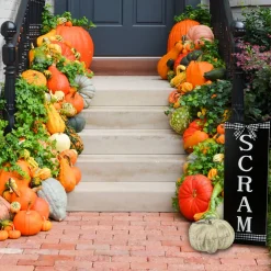 Halloween Signs Decoration-National Tree Company Halloween Hanging Porch Sign, Black, 'Scram', Metal Construction, 30 Inches