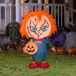 Halloween Inflatable Decoration-National Tree Company Halloween Inflatable Decoration, Orange, Chucky, Self Inflating, Plug In, 42 Inches