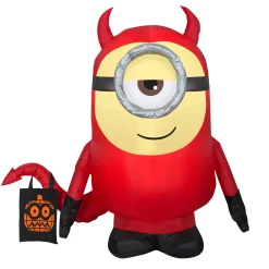 Halloween Inflatable Decoration-National Tree Company Halloween Inflatable Decoration, Red, Minion Dave, Self Inflating, Plug In, 42 Inches