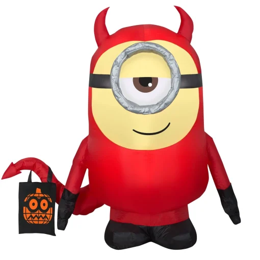 Halloween Inflatable Decoration-National Tree Company Halloween Inflatable Decoration, Red, Minion Dave, Self Inflating, Plug In, 42 Inches