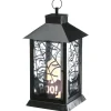 Halloween Table Decoration-National Tree Company Halloween Lantern With Led Lights, Carved Images Of Bats And Cobwebs, 16 Inches