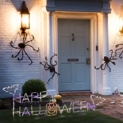 Halloween Signs Decoration-National Tree Company Halloween Lighted Sign Decoration, White, Happy Halloween Sign, Led Lights, Plug In, 57 Inches