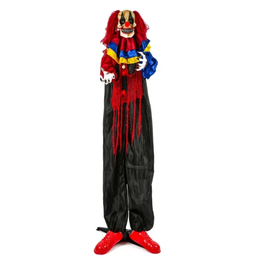 Halloween Animated Decoration-National Tree Company Halloween Pre Lit Animated Creepy Clown, Red, Sound Activated, Led Lights, Battery Operated, 63 Inches
