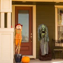 Halloween Animated Decoration-National Tree Company Halloween Pre Lit Animated Scary Green Witch, Green, Sound Activated, Led Lights, Battery Operated, 59 Inches