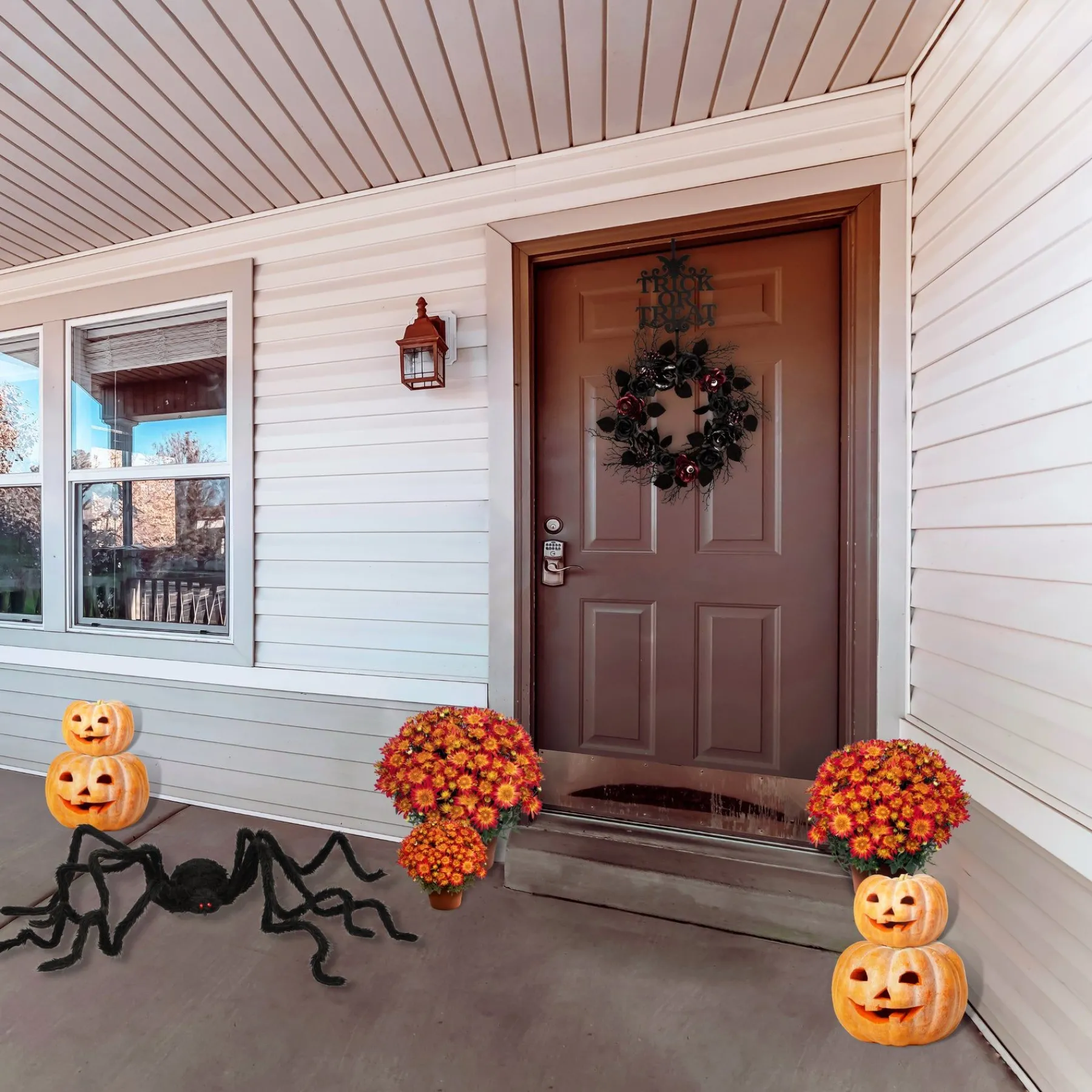 Halloween Animated Decoration-National Tree Company Halloween Pre Lit Animated Crawling Spider, Black, Sound Activated, Led Lights, Battery Operated, 63 Inches