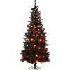 Halloween Christmas Tree-National Tree Company Halloween Pre-Lit Artificial Tree, Black, Evergreen, Led Lights, Includes Stand, 6 Feet