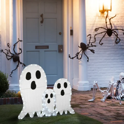 Halloween Outdoor Decoration-National Tree Company Halloween Pre-Lit Ghost Trio Outdoor Decoration, Led Lights, 36 Inches