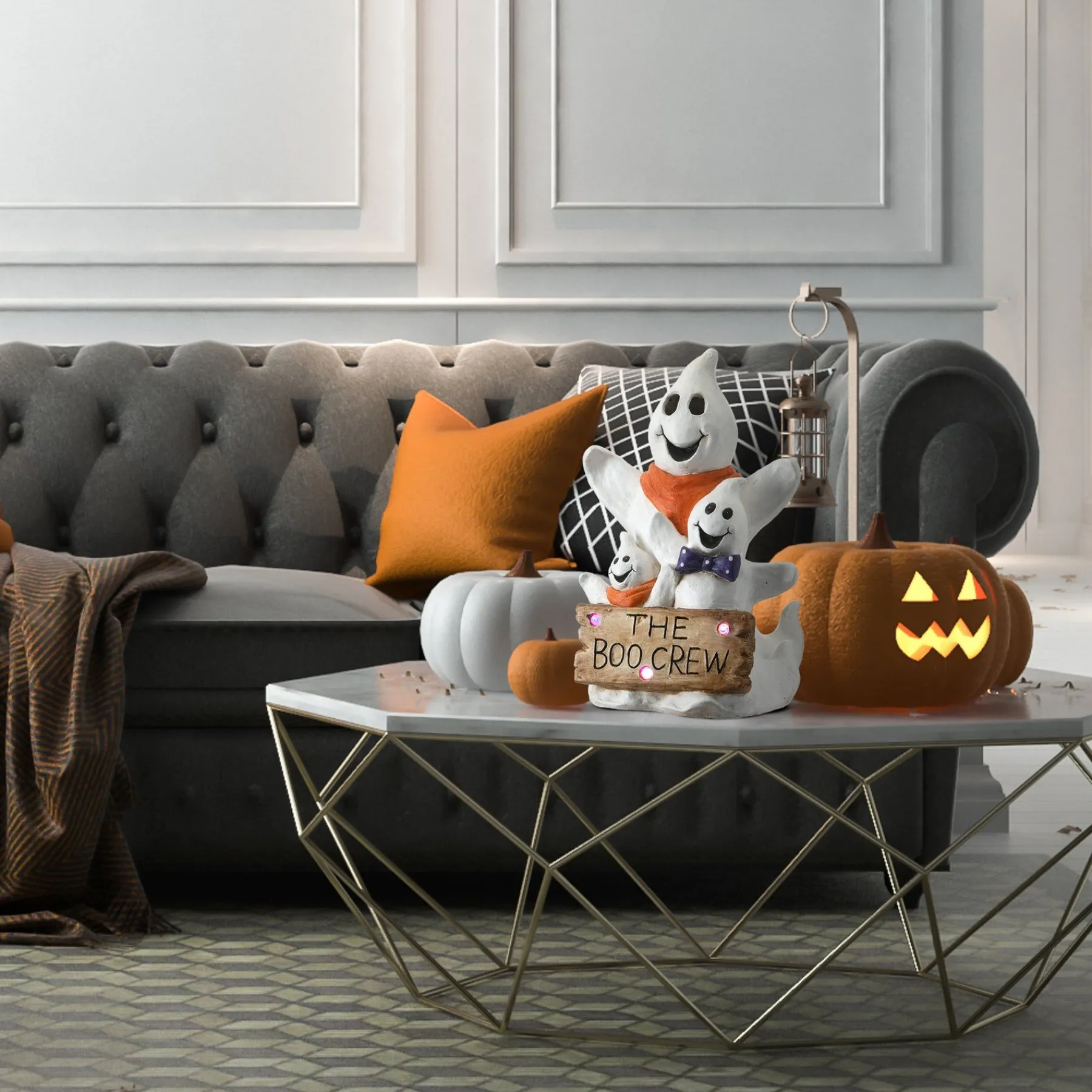 Halloween Table Decoration-National Tree Company Halloween Pre-Lit Happy Ghost Trio, Led Lights, 21 Inches