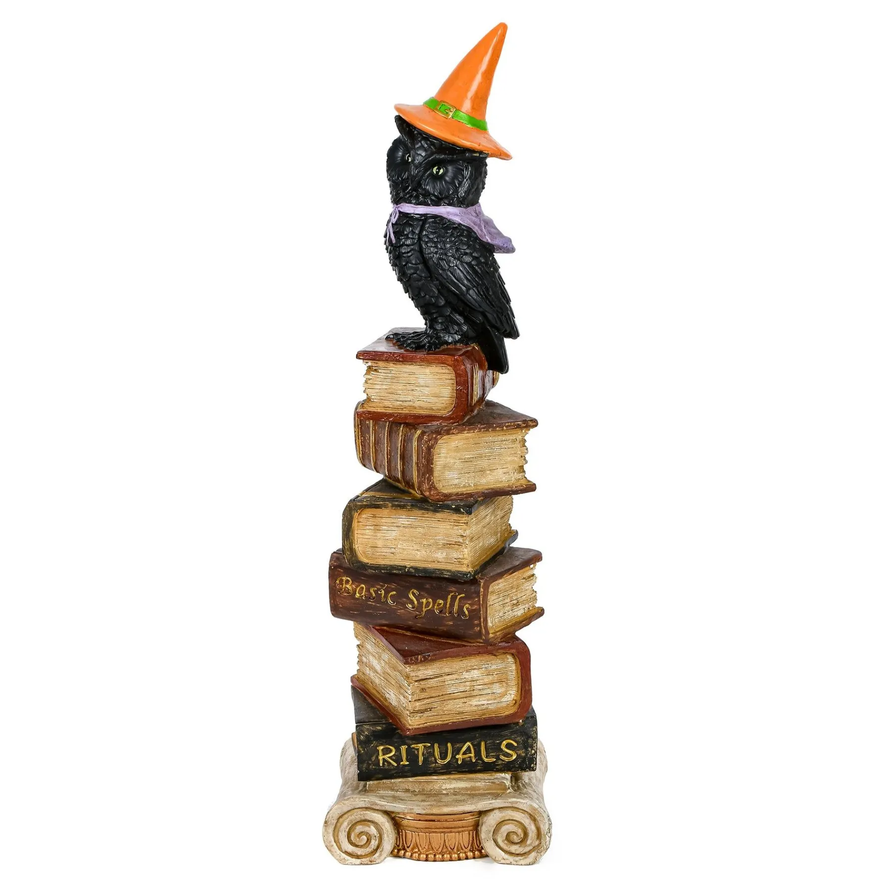 Halloween Table Decoration-National Tree Company Halloween Tabletop Decoration, Black, Owl On Stacked Books, 32 Inches