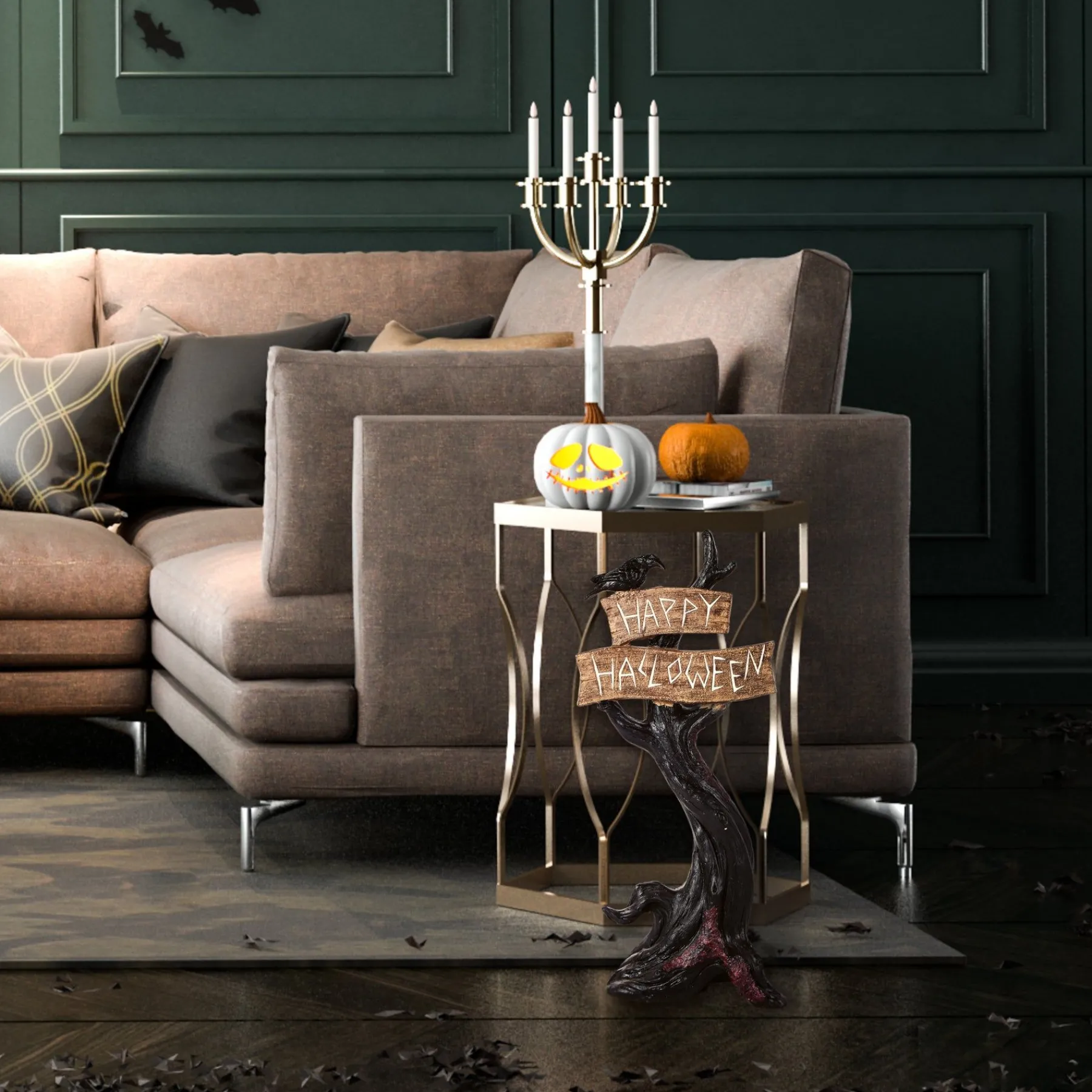 Halloween Table Decoration-National Tree Company Halloween Tabletop Decoration, Black, Happy Halloween Tree, 32 Inches