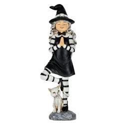 Halloween Table Decoration-National Tree Company Halloween Tabletop Decoration, Black,Witch In A Yoga Pose, 9 Inches