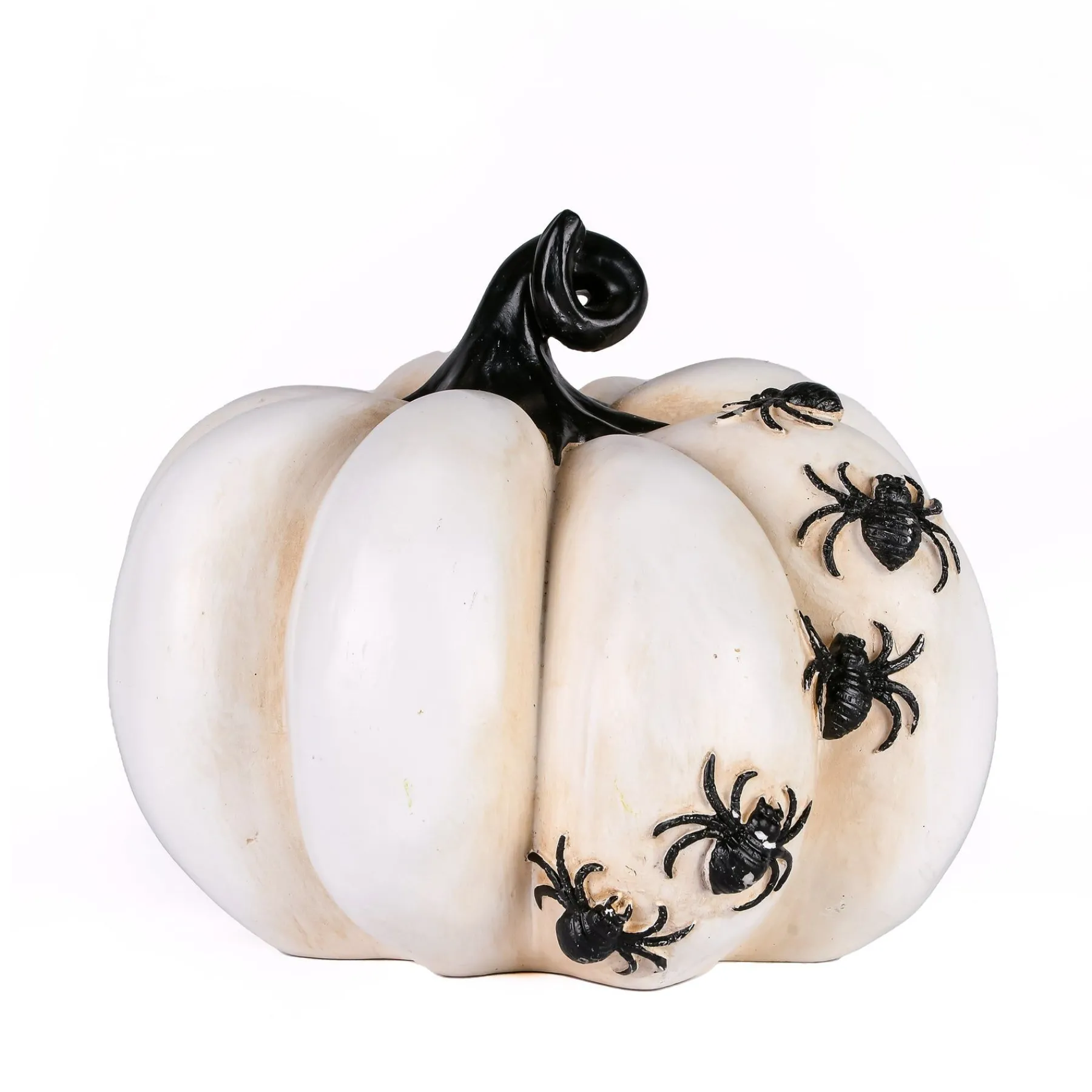 Halloween Table Decoration-National Tree Company Halloween Tabletop Decoration, White, Crawling Spiders Pumpkin, 6 Inches