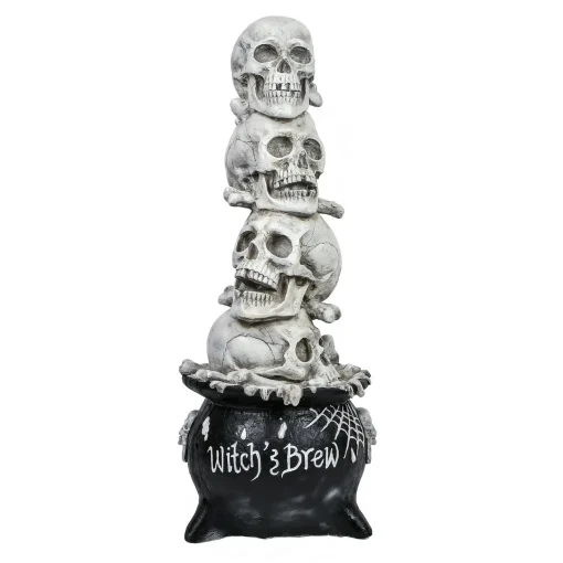 Halloween Table Decoration-National Tree Company Halloween Tabletop Decoration, White, Stacked Skulls In A Cauldron, 38 Inches