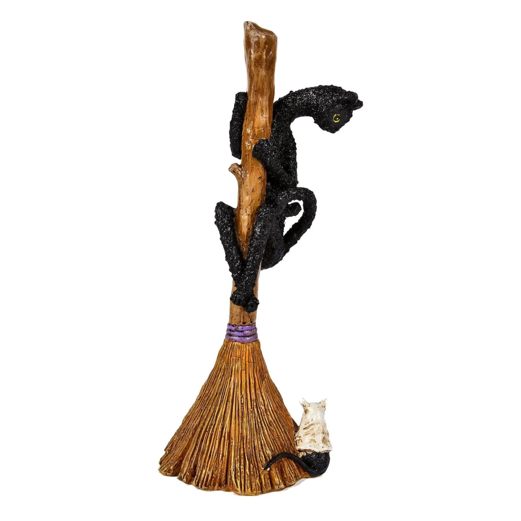 Halloween Table Decoration-National Tree Company Halloween Tabletop Decoration, Black, Black Cat With A Broom, Halloween Collection, 21 Inches