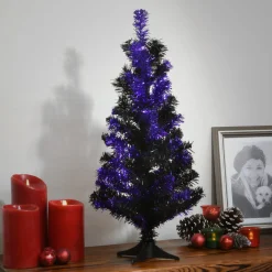 Halloween Christmas Tree-National Tree Company Halloween Tinsel Tree, Black, Purple, 24 In