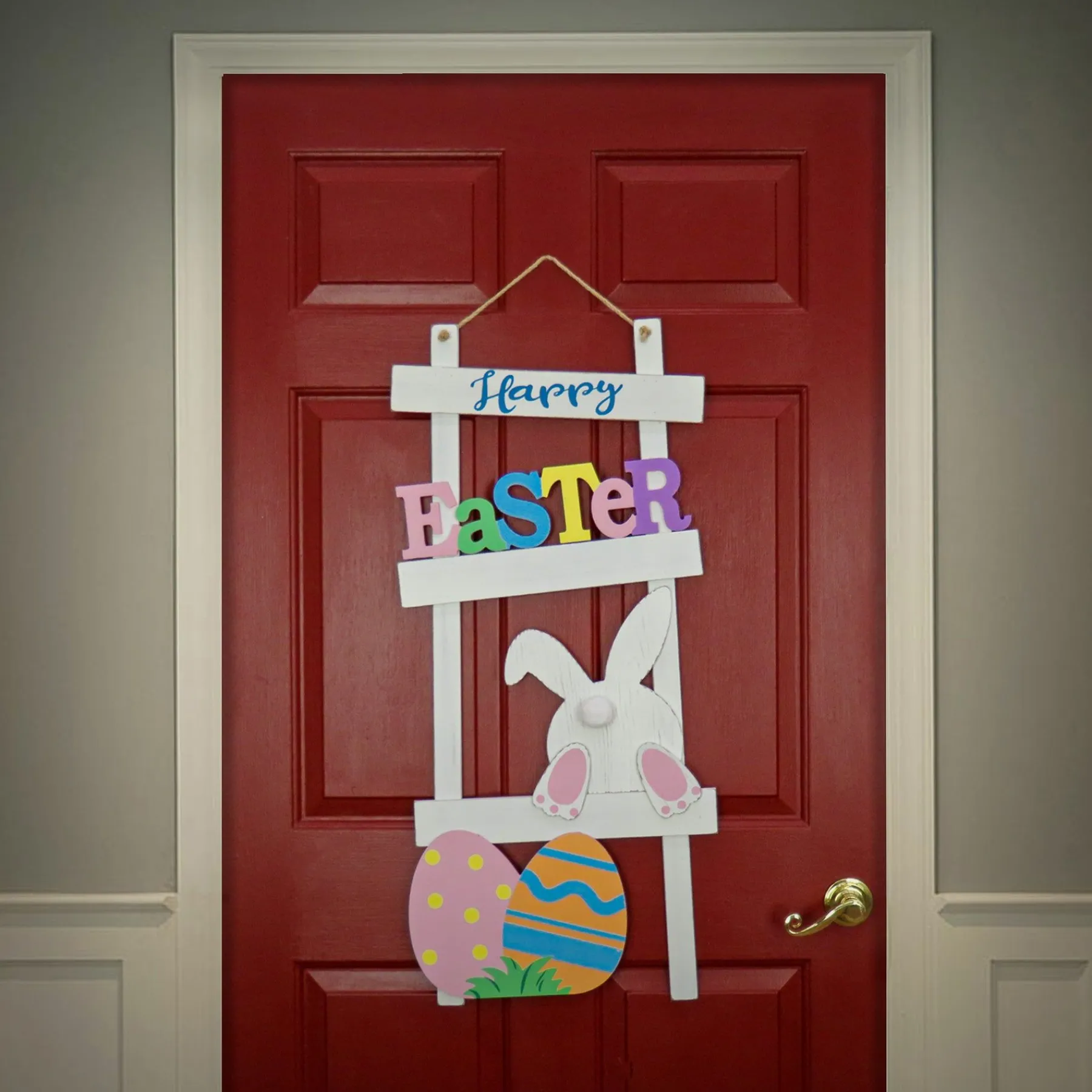 Easter Wall Decor-National Tree Company Happy Easter Hanging Wall Decoration, White, Includes Hanging Loop, Easter Collection, 36 Inches