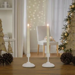 Christmas Accessories-National Tree Company Hgtv Home Collection Flameless Heritage Candle Pair, White Base
