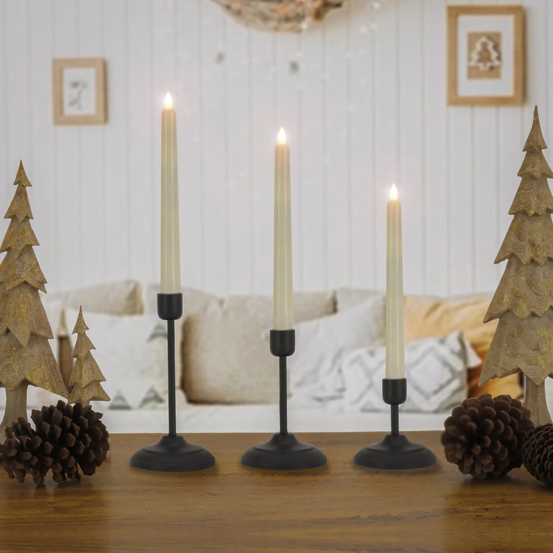 Christmas Accessories-National Tree Company Hgtv Home Collection Flameless Heritage Candle Set, Black Base