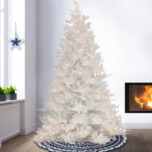 Full-National Tree Company Hgtv Home Collection Pre-Lit Christmas By The Sea Coral Artificial Tree Pre-Strung With Warm White Led Lights , Plug In, Hgtv Home Collection, Coral, 6.5Ft