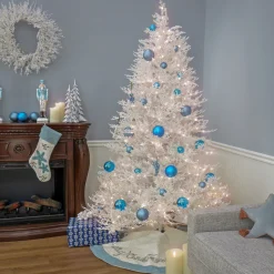 Full-National Tree Company Hgtv Home Collection Pre-Lit Christmas By The Sea Coral Artificial Tree Pre-Strung With Warm White Led Lights , Plug In, Hgtv Home Collection, Coral, 6.5Ft